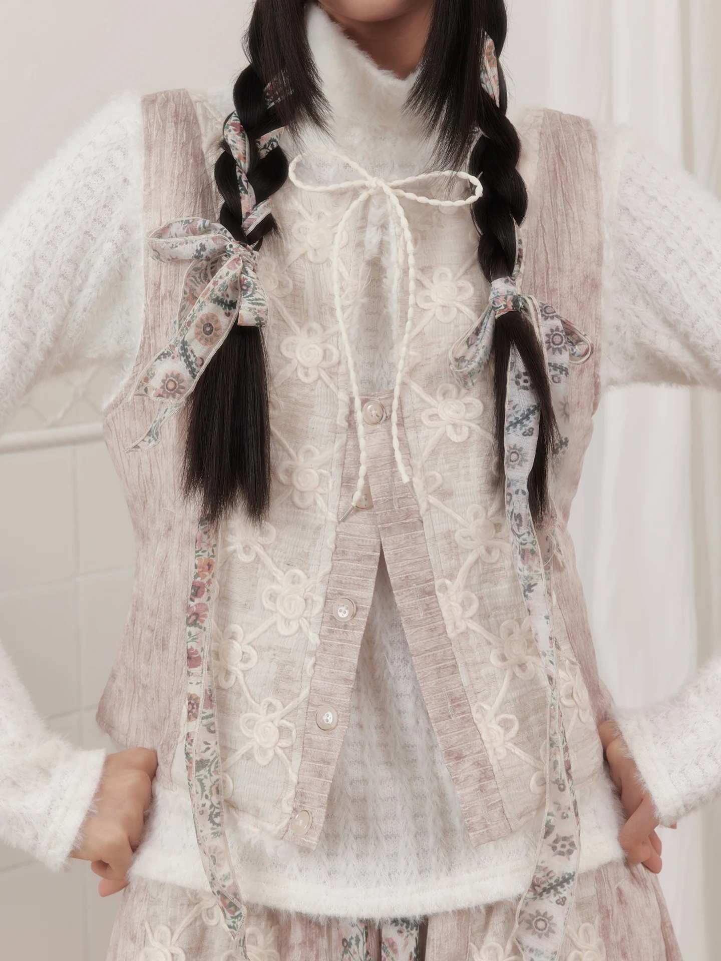 

Двусторонний жилет с V-образным вырезом и цветочным узором, на одной пуговице, стандартной длины, для повседневной носки