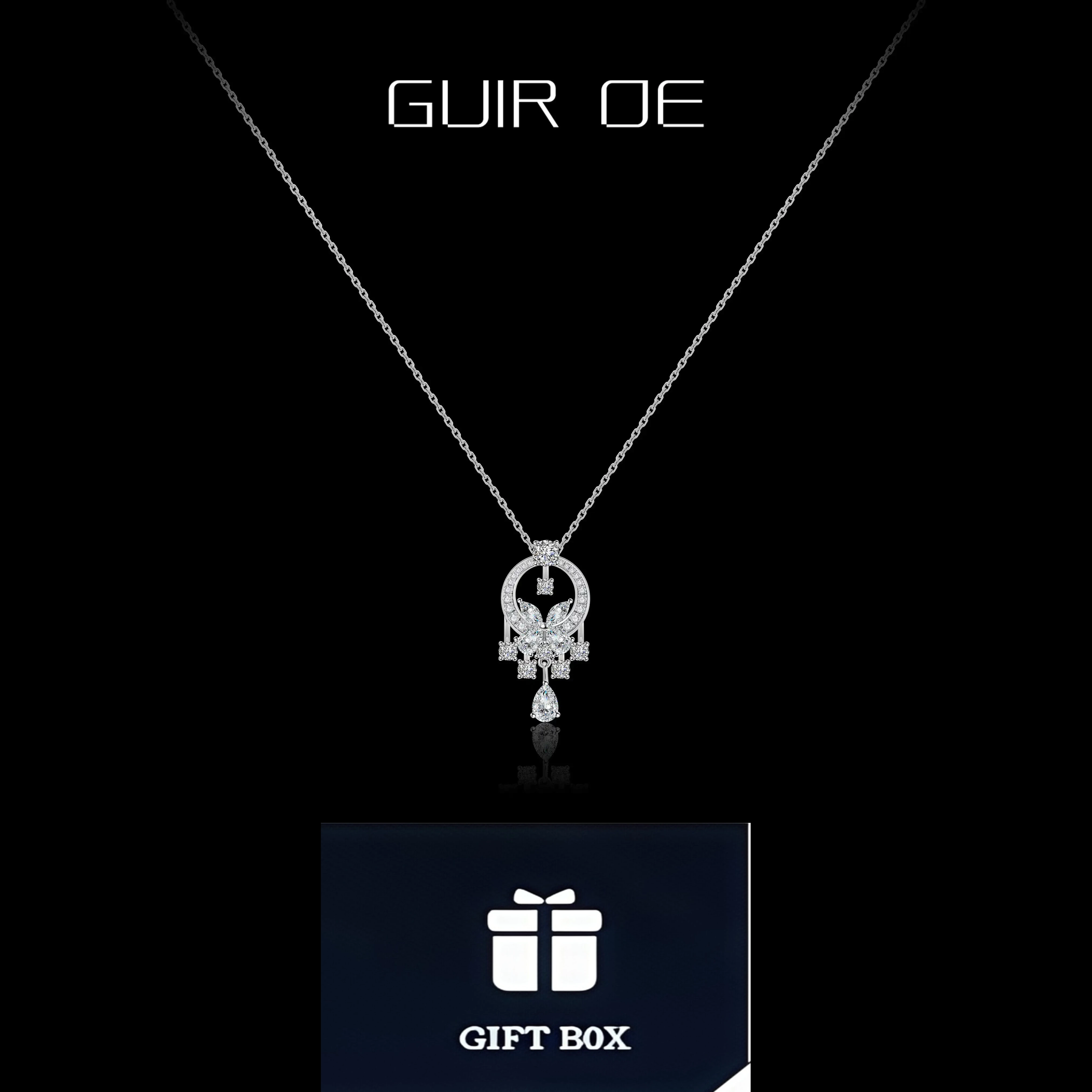 

Womens S925 Silver Garden Butterfly Necklace Unique High-End Graceful Design Gift for Girlfriend Best Friend Birthday