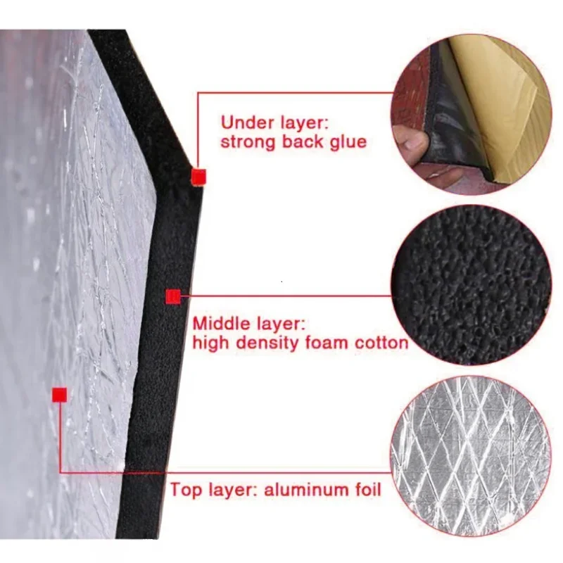 10 Sheets Car Sound Deadener Heat Insulation Mat for Auto Van Sound Proofing Deadening Insulation Mat Car Hood Noise Insulator