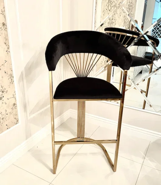 for 2022 Luxury Modern Stainless Steel Bar Chair Velvet Upholster High Counter Chair Bar Stool For Home Hotel Wedding