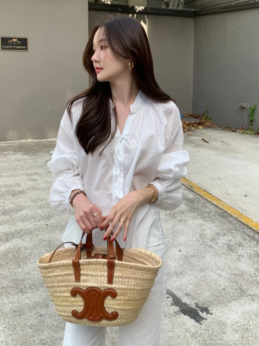 

Шикарная женская рубашка на весну-лето с дизайном в полоску и прозрачными вставками, с защитой от солнца, стандартный крой