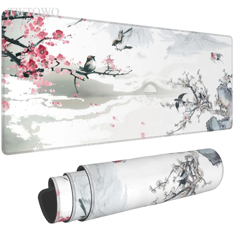 Japanese Style Cherry Blossom Bird Sakura Mouse Pad Gaming XL Large New Mousepad XXL Mouse Mat keyboard pad Computer Mouse Mat