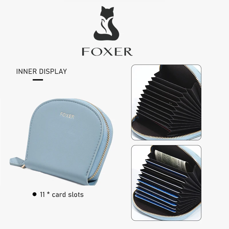 FOXER Dames Mini Portemonnee Mode Halfronde Anti-diefstal Rits Portemonnee Multifunctionele Vrouwelijke Kaarthouder Opbergtas