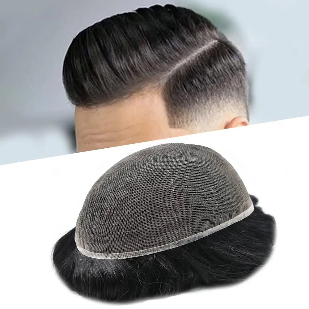 Mens Toupee Wigs Hair System for Men All French Lace Hair Piece Replacement Mens Hair Unit Natural Hairline Toupee for Men