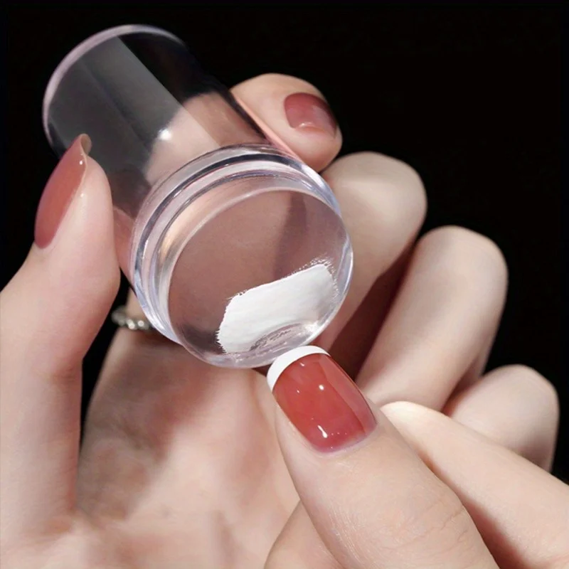 1pc Transparent Silicone Nail Art Stamping Kit French Design For Manicure Plate Stamp Polish Seal Two Side Stamper Scraper Tools