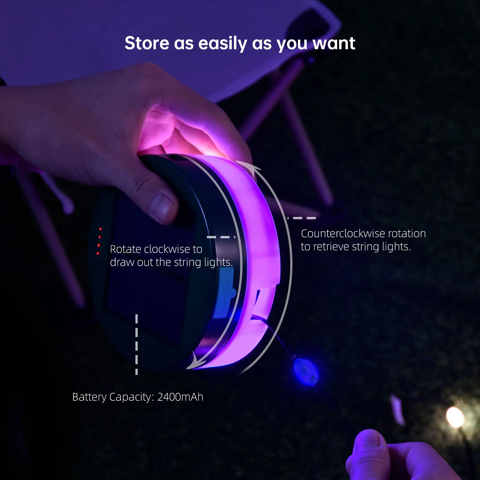 Solar Charging Portable WS2812B Dreamy Color Led String Outdoor  Camping Light Atmosphere Light Small Night Light Waterproof