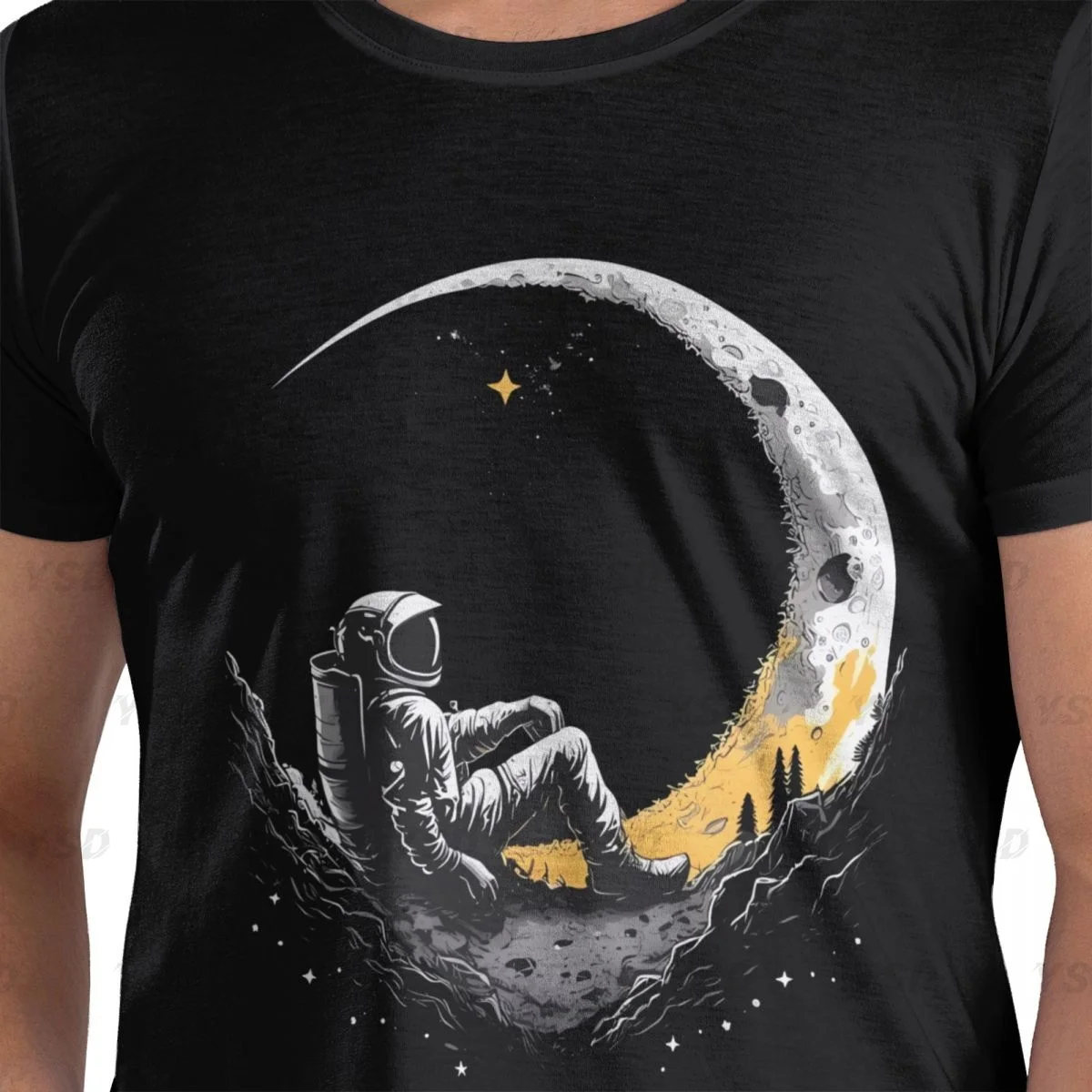 Astronauts Cherish The Lunar Environment Moon Men's tight fitting sports T-shirt,Quick-Drying, Oversized print Tee shirt