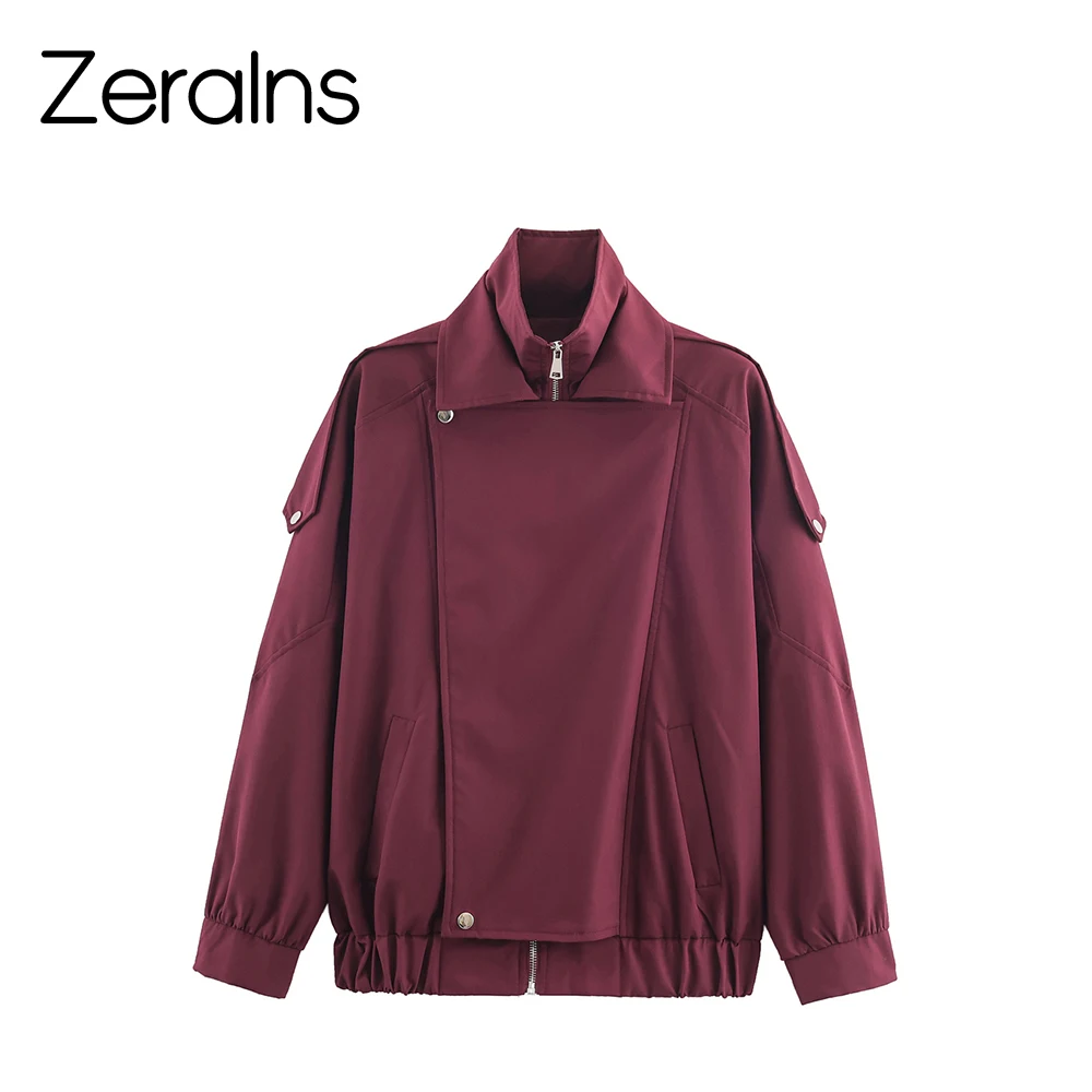 

ZERAINS Autumn new women's clothing American retro double collar design long sleeved loose bow decoration short jacket outer