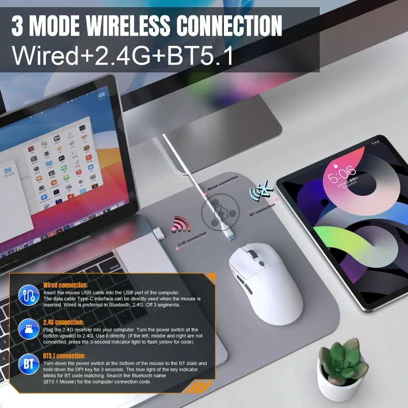 Mouse da gioco leggero a tre modalità T68 3311 micro-movimento TTC programmabile a sette pulsanti