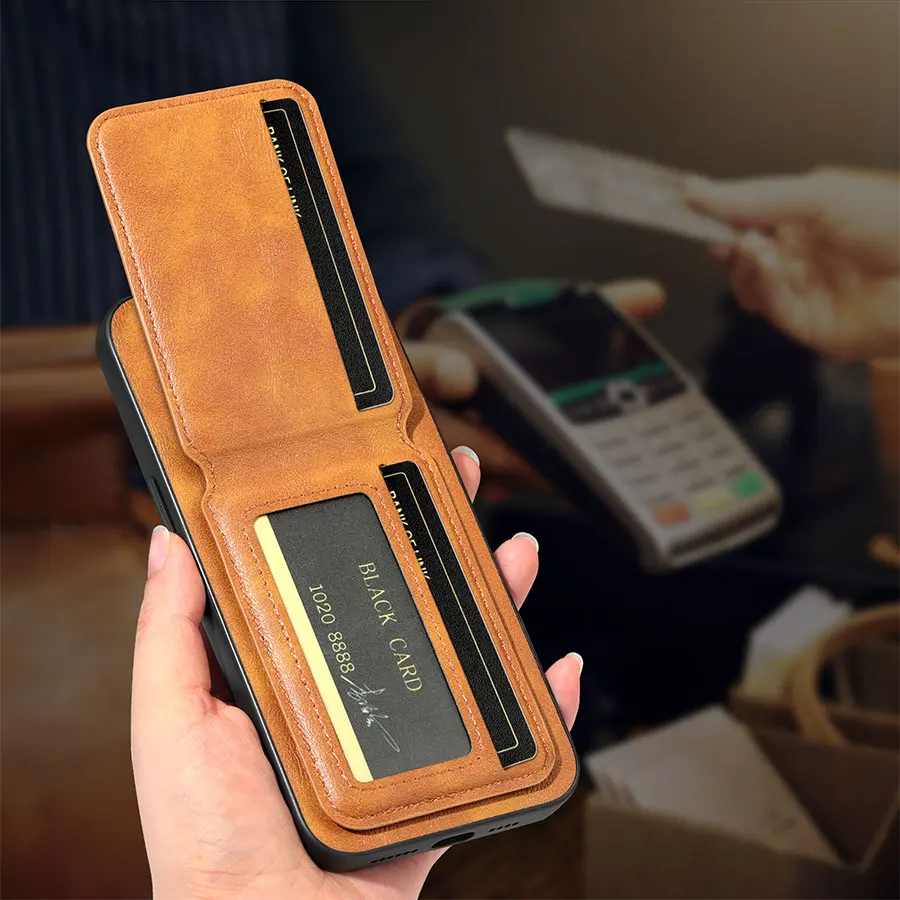 Etui na karty do Redmi Note 14 Pro Plus 14 4G 5G Magnetic Cover Leather Mag-safe Stand Shell Soft Shockproof Fundas — zdjęcie produktu 5