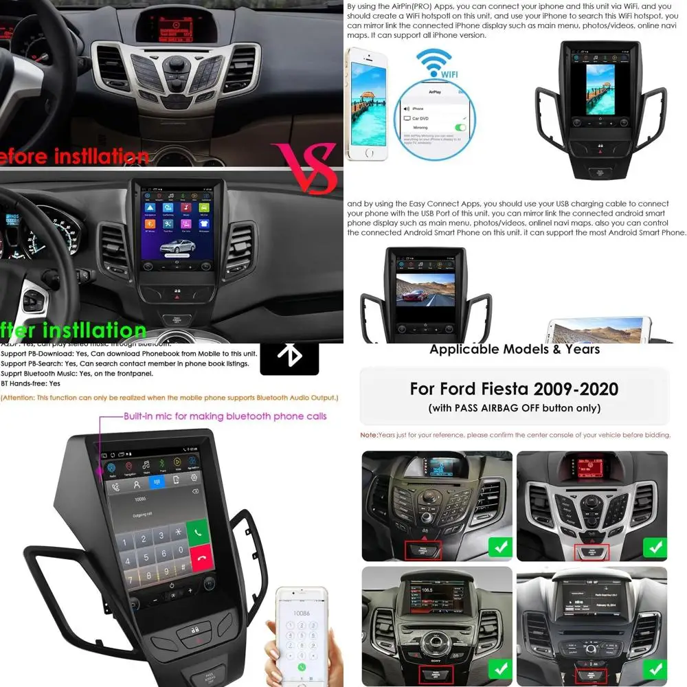 

9.7 Inch HD Touchscreen Android 14 Stereo Car Radio Upgrade for Ford Fiesta 2009-2020 Wireless Carplay | Android Auto 2G+32G WiF