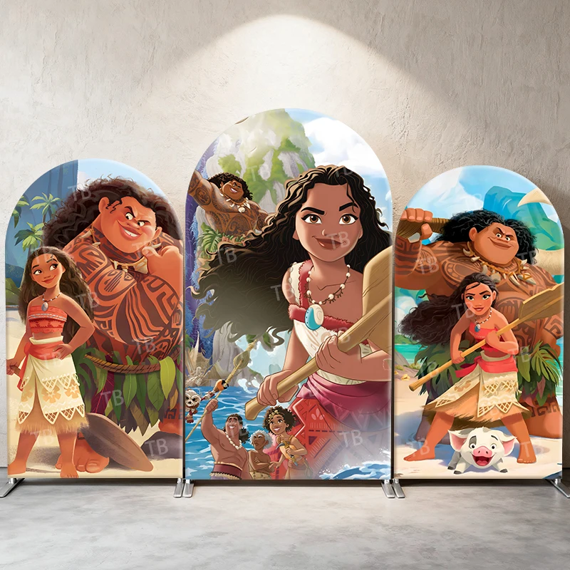 

Moana & Maui Arch Backdrop Cover Tropical Island Adventure Theme Party Decor Photo Booth Background Celebration Supplies