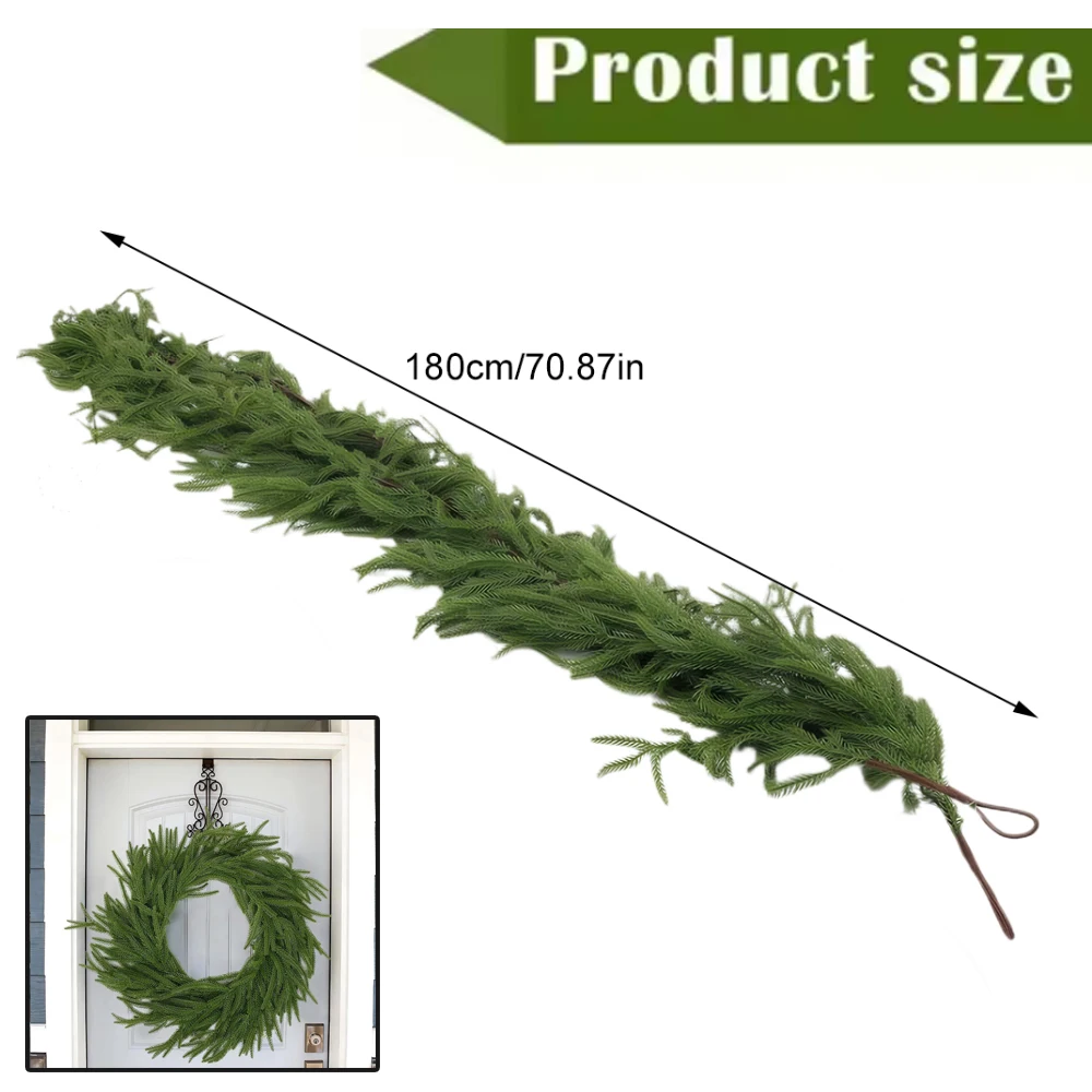 الاصطناعي نورفولك الصنوبر إكليل عيد الميلاد الأخضر جارلاندFestive عطلة لهجة المنزل غرفة ديكور زينة عيد الميلاد ديكور المنزل