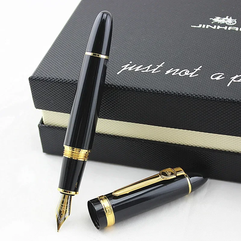 Jinhao 159 Rộng 18KGP 0.7 Mm Ngòi Fountian Bút 19 Màu Sắc Đen Phối Viền Vàng Lớn Nặng Chữ Ký Văn Phòng Kinh Doanh mới