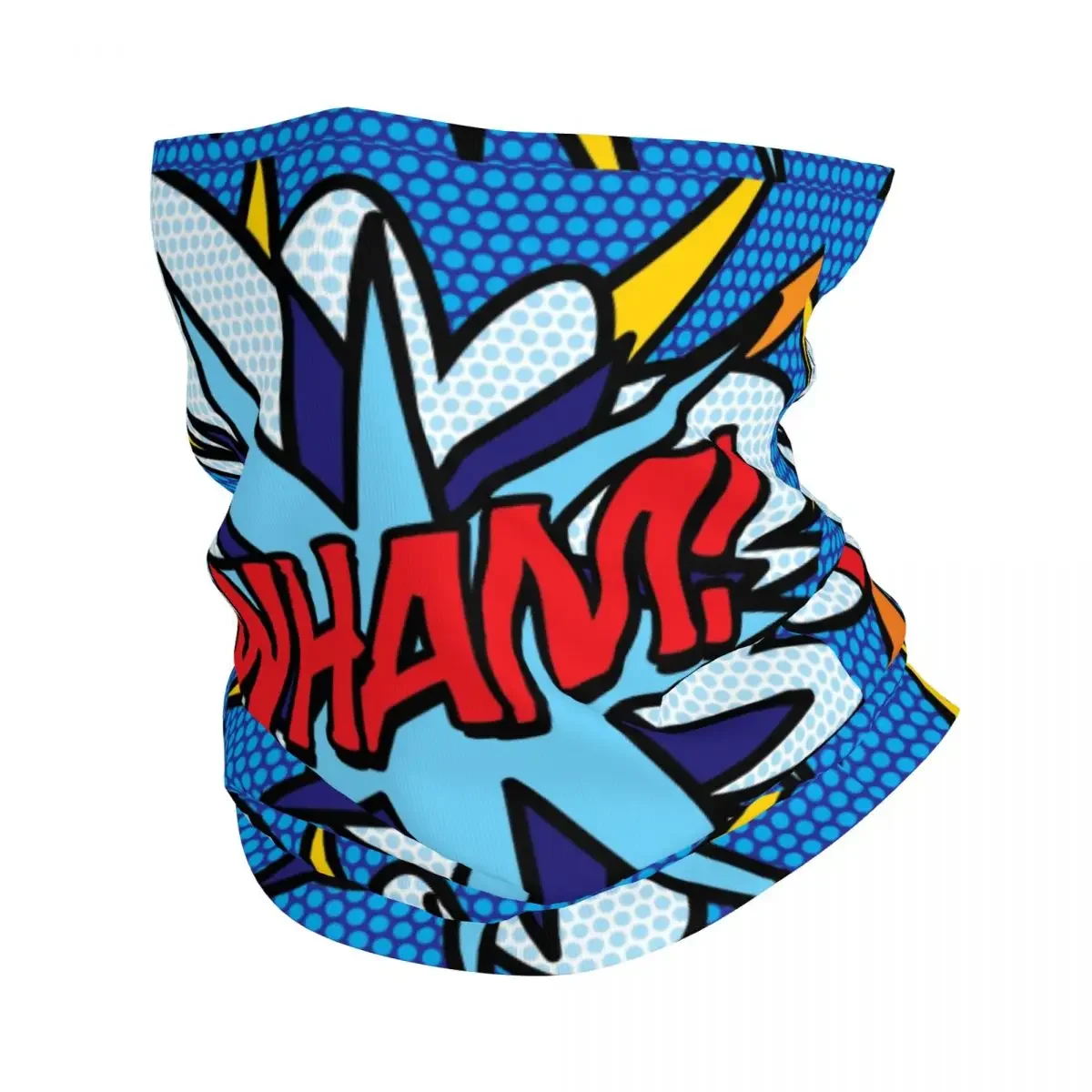 WHAM Comic Book Pop Art Bandana Neck Gaiter Printed Cool Culture Wrap Scarf Multi-use Headwear Hiking Unisex Adult Breathable