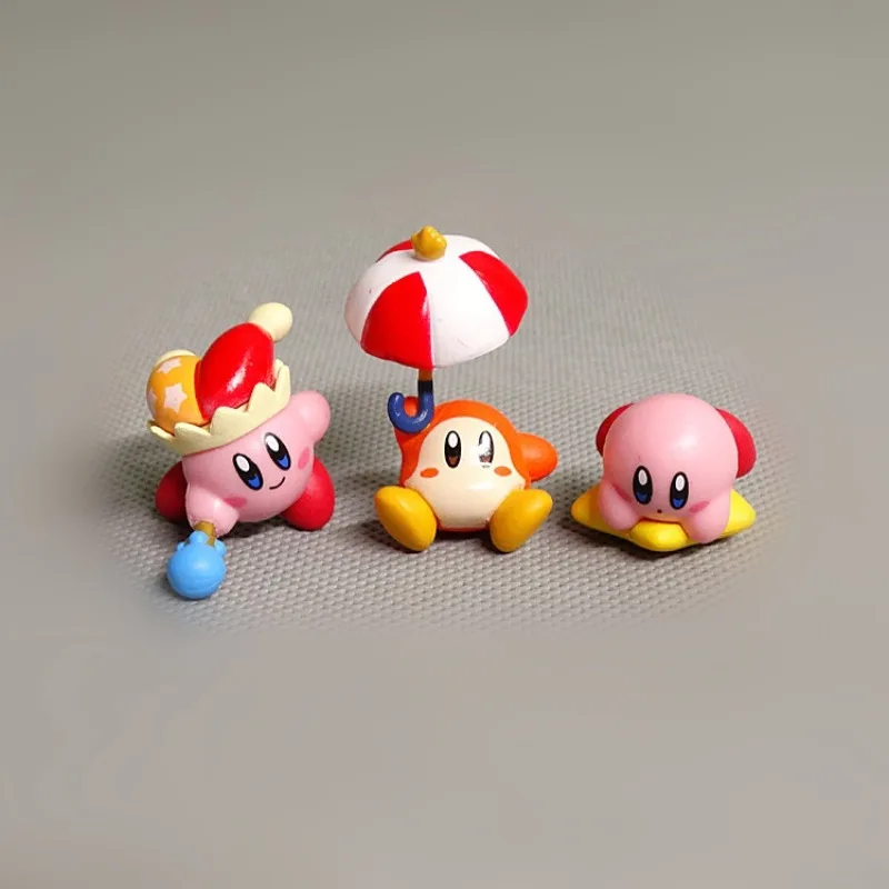 

3pcs/set Kirby Kawaii Anime Cartoon Doll Model Diy Materials Desktop Decoration Ornament Birthday Gift