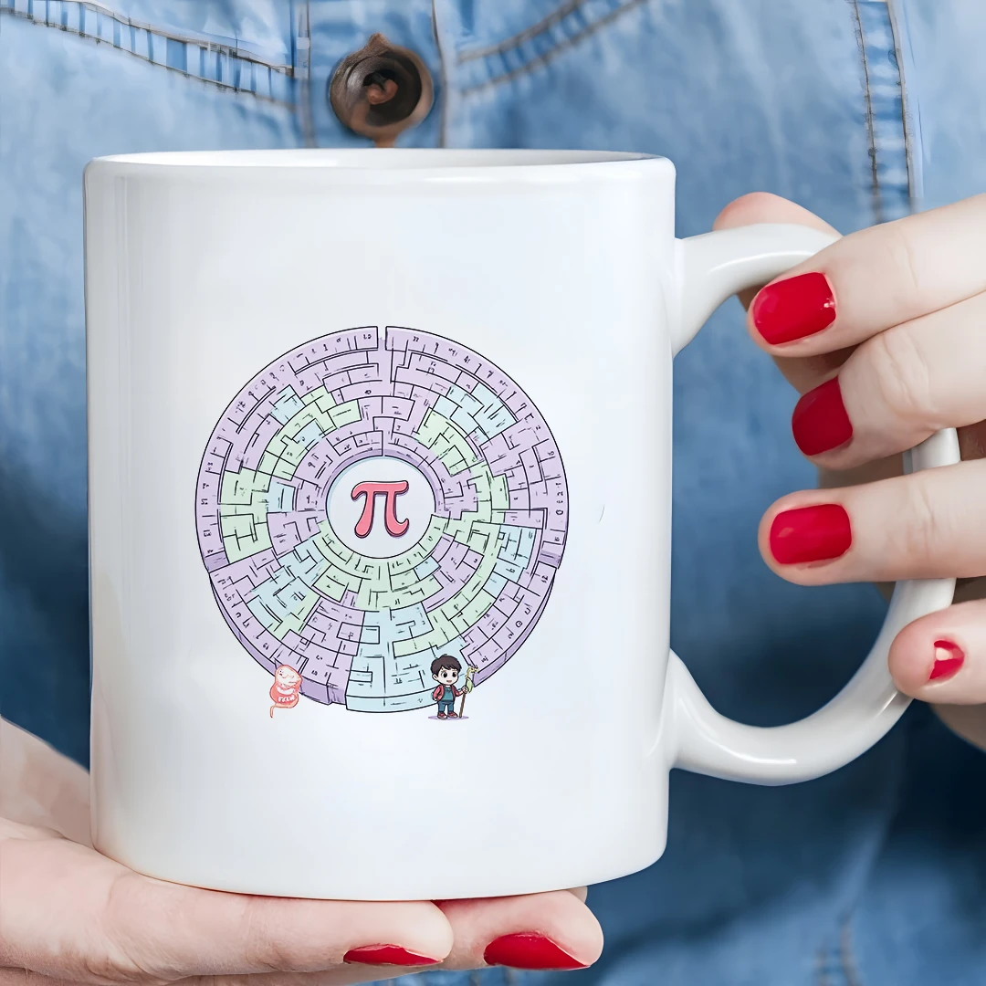 

11oz Mug + Creative Pi Maze Cartoon Cup + Kids Drink Cup - Christmas Gift for Family Office