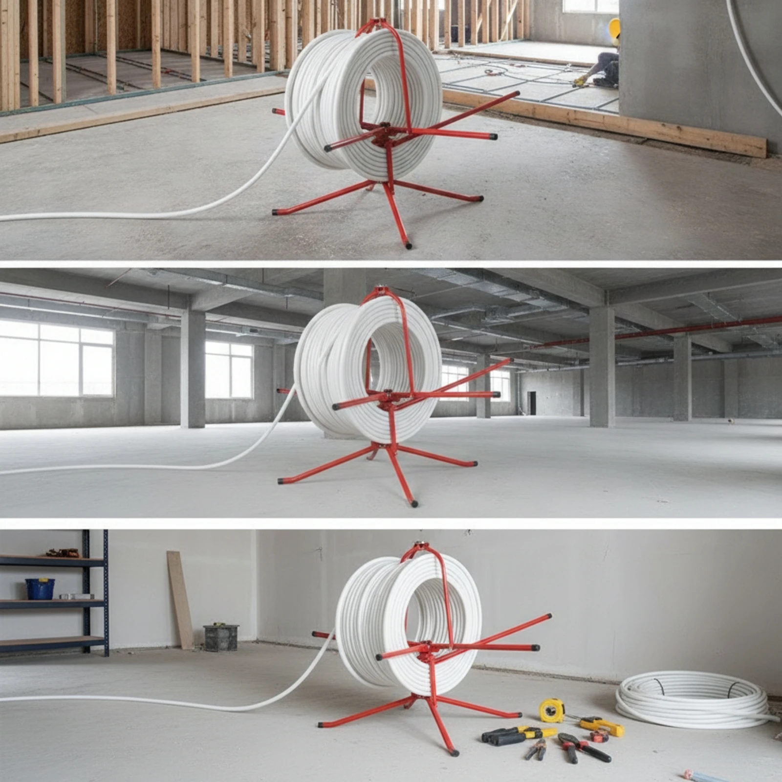 Underfloor Heating Pipe Dispenser Heavy-Duty Pipe Dispenser with Foldable Frame Long-Lasting Strong for Installers