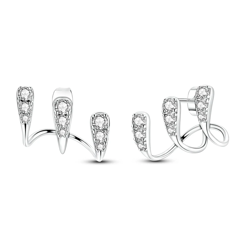 

925 Sterling Silver Earrings Women Sparkling Waterdrop Cluster Stud Earring For Anniversary Wedding Jewelry Gifts