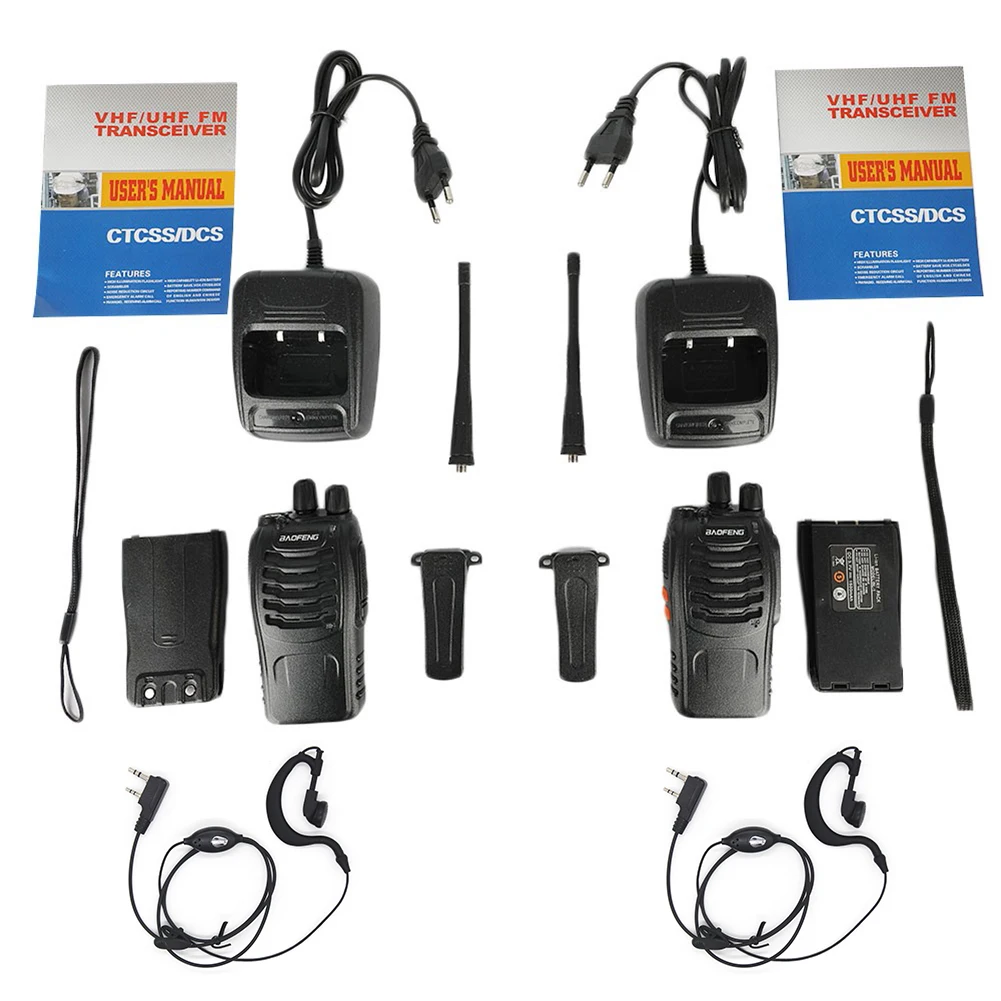 2PCS BF 888S Walkie Talkie UHF 400-470MHz A Lungo Raggio Bidirezionale Ham Palmare Walkie Talkie Ricevitore Radio Portatile Ricetrasmettitore