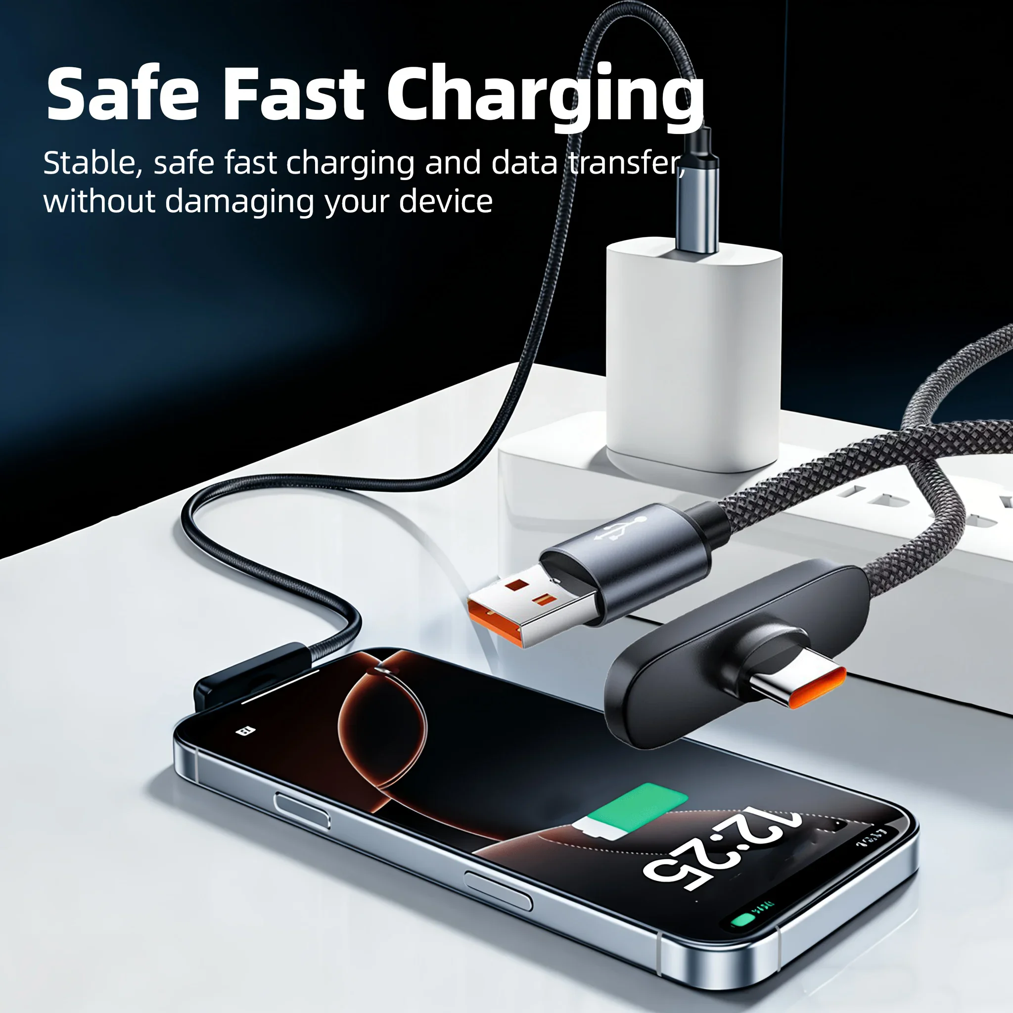 100W USB To Type C Fast Charging 90° Elbow Data Cable PD USB C Super Charging Game Cable for Samsung S23 S22 Huawei POCO Realme