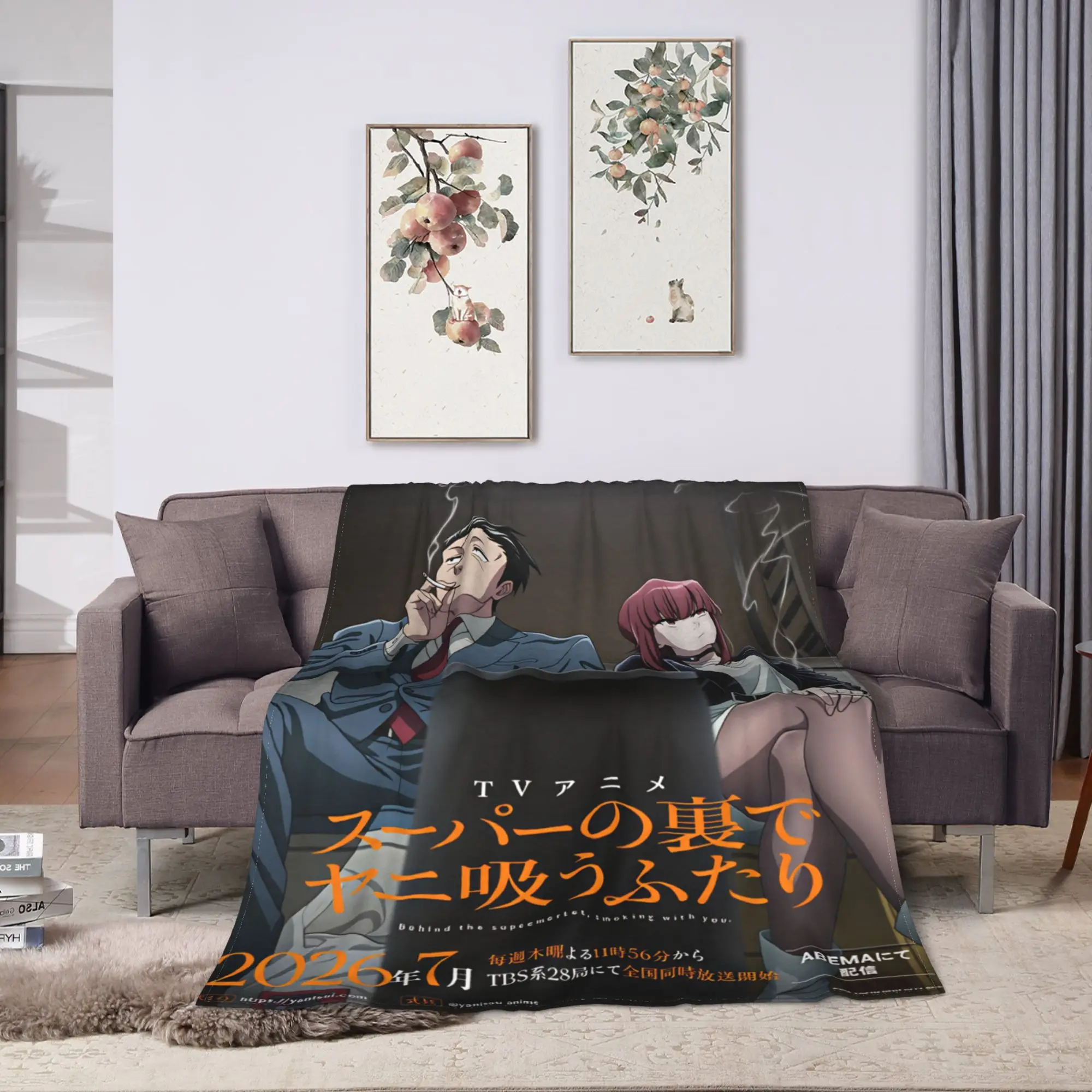 Smoking Behind the Supermarket with You Blanket  Camping Flannel Throw Blanket For Couch Chair Super Soft Quality Bedspread Gift
