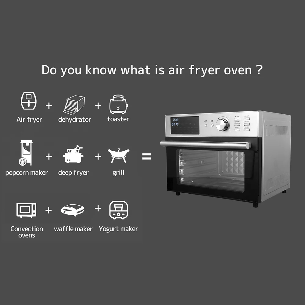 Large Capacity 30 L Air Fryer Oven 1800 W Convection Digital Toaster Oven Combo with Rserie and Dehydrate Modes