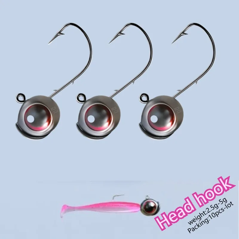 10Pcs 2.5g-5g 3D eye micro-object Lead Head Jig Hooks Jigging Bait Barbed Root Ned Hook Fishing T-tail Soft Lure fishing Tackle