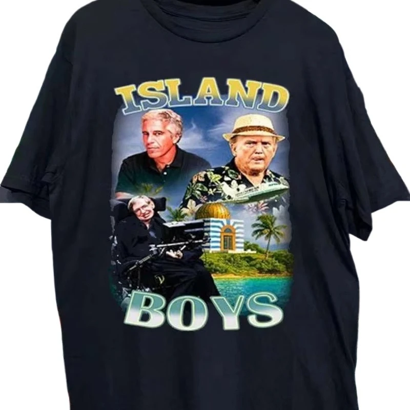 

Island Boys Jeffrey Epstein Stephen Hawking Men's 100%Cotton shirt Y2k Graphic Tshirts fashion popular street hawaiian Tshirt