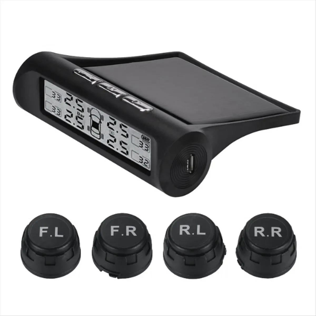 Super Sale Car External Tire Pressure Sensors Solar Power TPMS Tire Pressure Monitoring System Tire Pressure Alarm Digital Displ