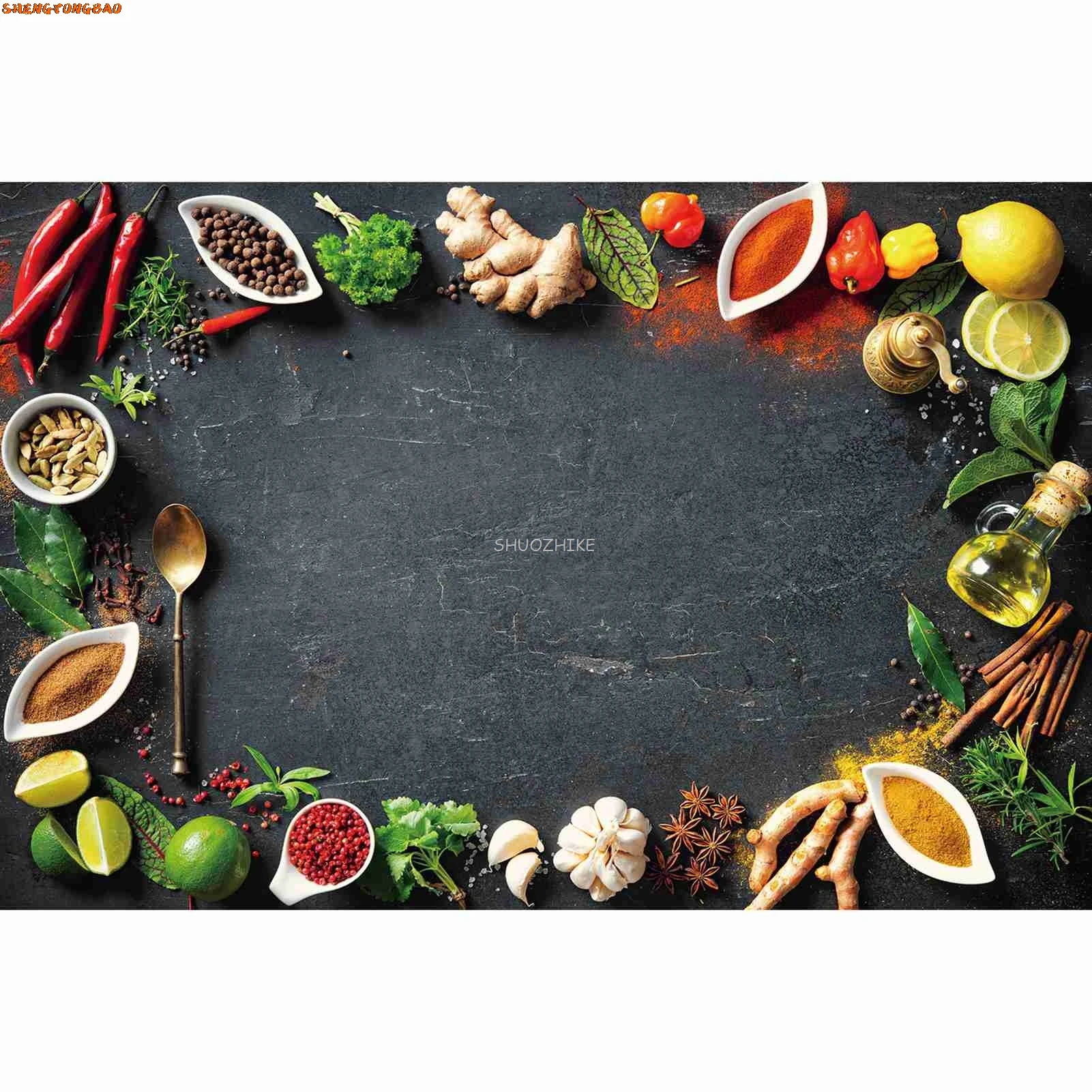 Kitchen Props Strawberry Backdrops Photography Wooden Board Decoration Custom Greens Camping Food Home Studio Photo Backgrounds