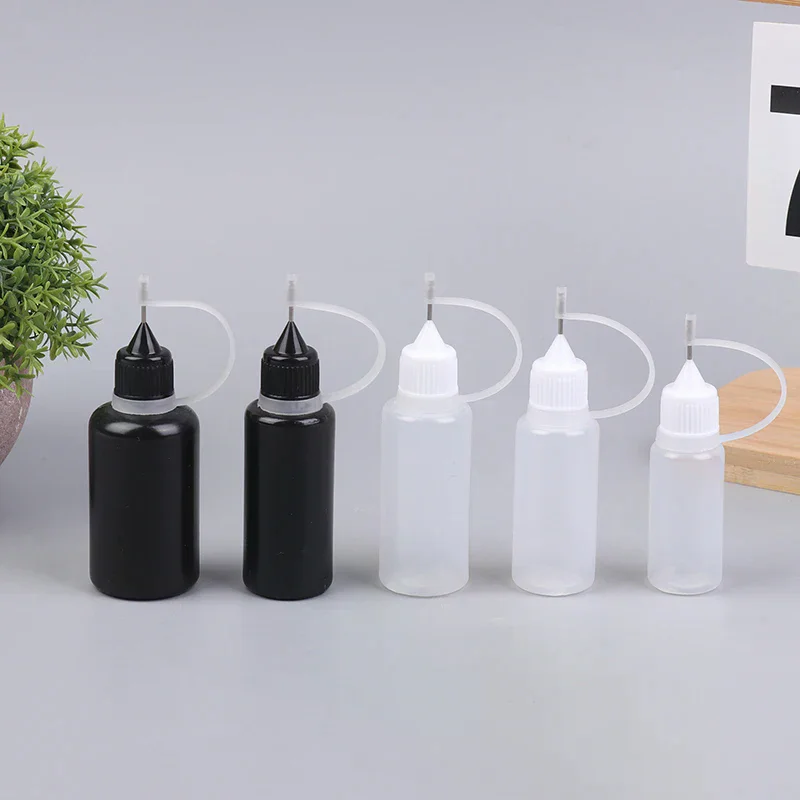 DIY Quilling Tool Empty Needle Tip Glue Bottle With Black Cap Liquid Dropper Containers With Silicone Rings For Crafting