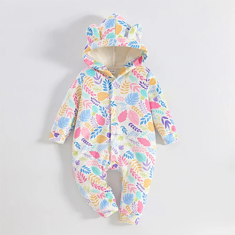 

Осенне-зимние комбинезоны для новорожденных, теплые флисовые костюмы для мальчиков, одежда для девочек, детские пижамы с животными, комбинезоны с капюшоном, 0-1 год