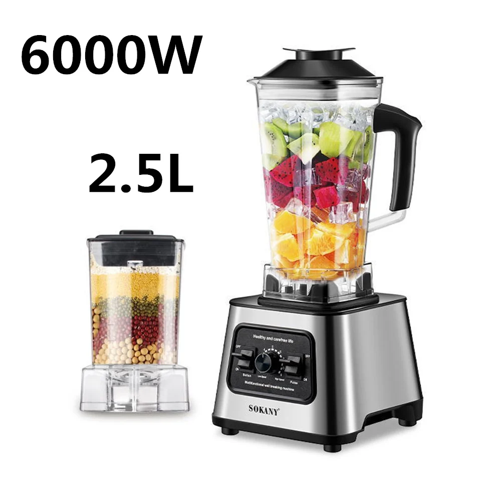 

6000W Electric Mixer Machine 2.5L Portable Blender For Kitchen Ice Smoothies Juicer Food Processors Juicing Cup Grinder 믹서기 착즙기