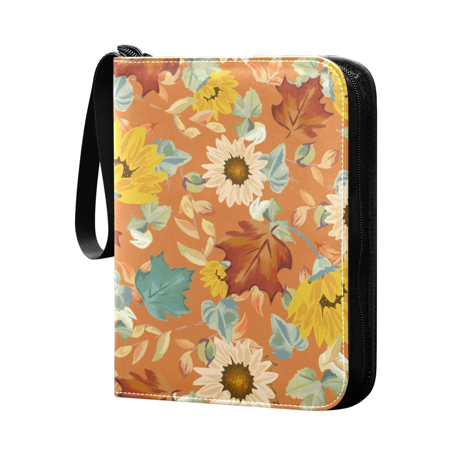 

Fall Thanksgiving Sunflowers 4 Pocket Card Binder 400 Double Sided Pocket Album Sport Game Cards Unique Card Collection Storage