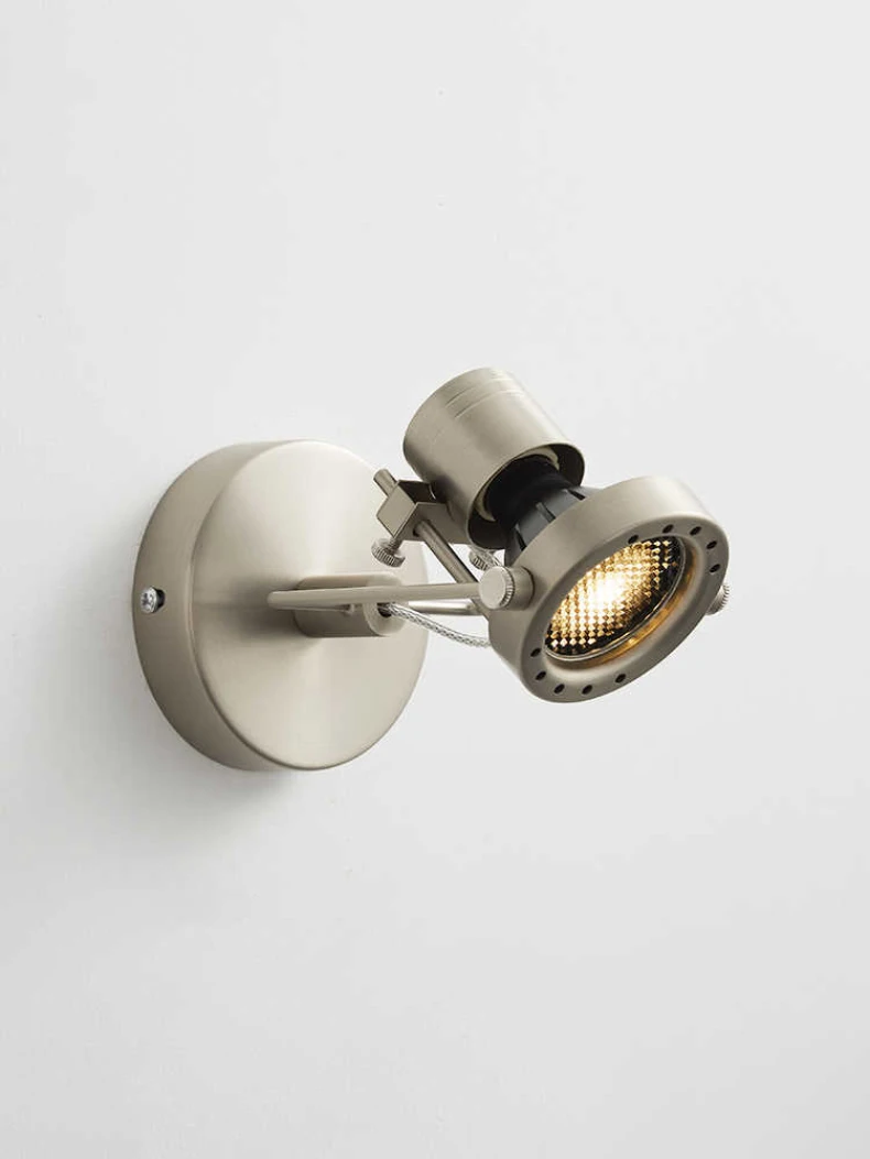 American Vintage Wall Light GU10 Bulb Silver Metal Rotatable