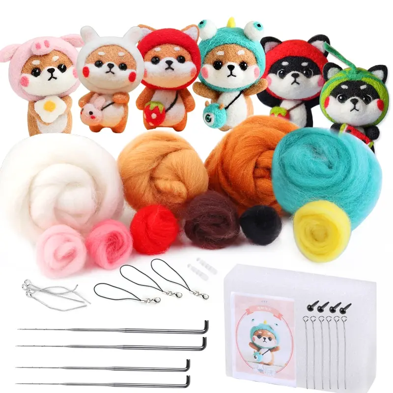 

1 Pcs Wool Felting Package Material Animal Handmade Toy Non-Finished DIY Arts Crafts Needlework Yarn Needle Felting Starter Kit