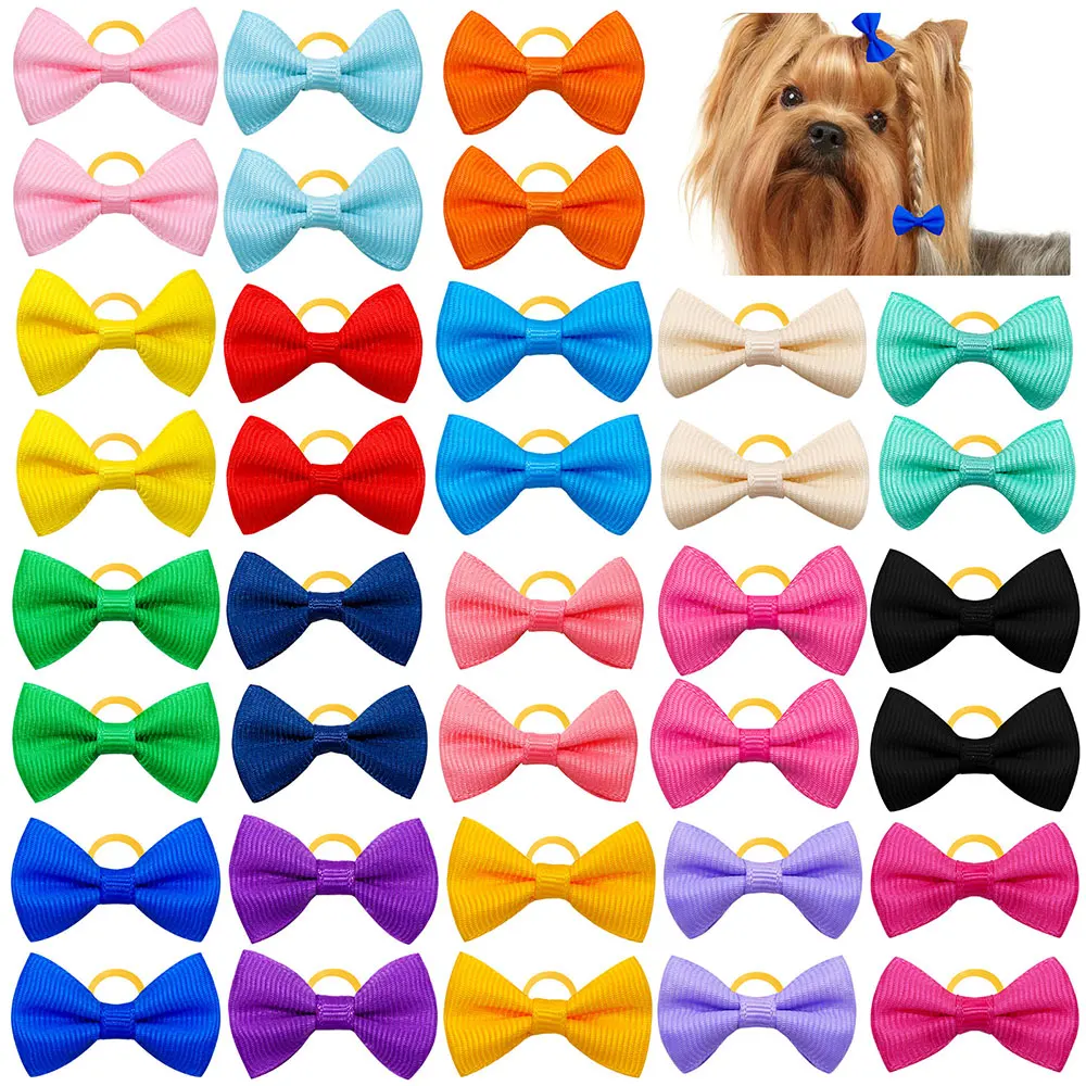 30PCS Small Dog Bows Pet Dog Hair Accessories Rubber Bands Small Dog Cat Hair Bows For Dogs Cats Grooming Products