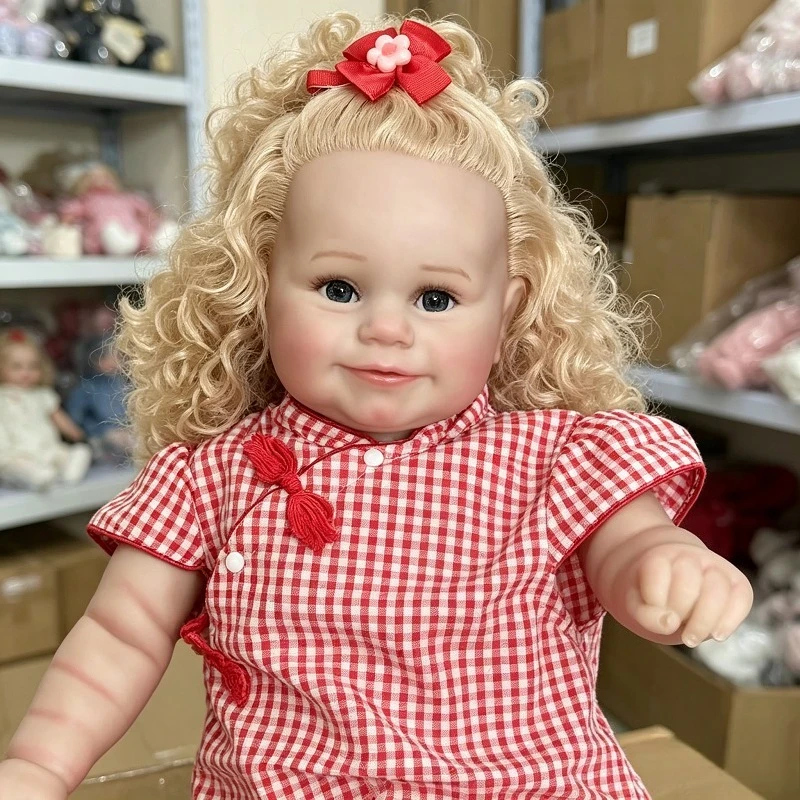 

60CM Reborn Baby Doll Maddie Lifelike Blonde Hair Baby Soft Touch Handmade Art Doll 3D Skin with Visible Veins