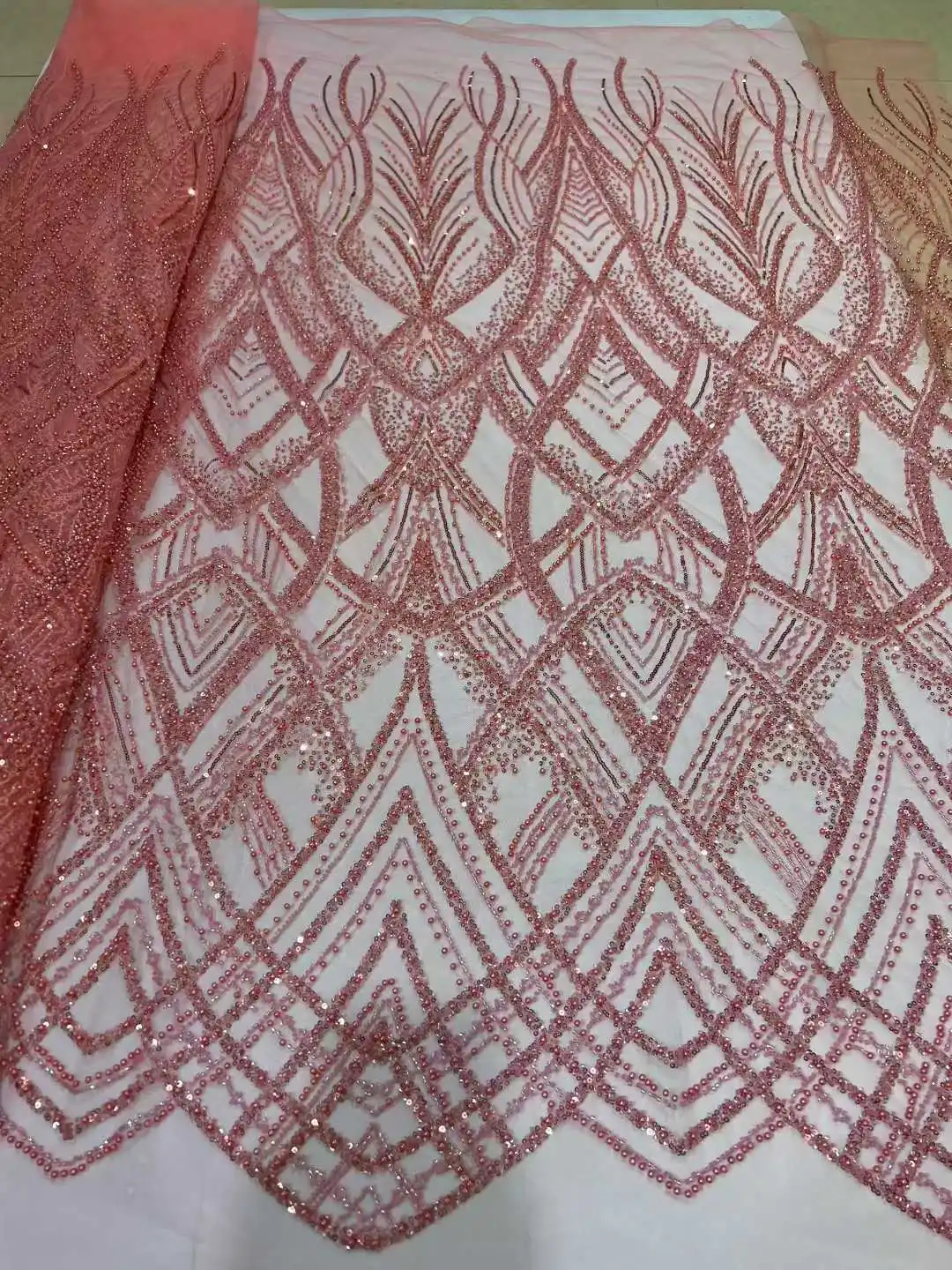 Luxe gouden Afrikaanse kralen pailletten parel kant Franse tule stof van hoge kwaliteit Nigeriaans ontwerp voor feestjurk naaien