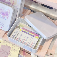 Metal Rectangular Empty Tin Box InsIdol Photocards Holder Jewelry Organizer Storage Box Sticker Storage Box School Stationery