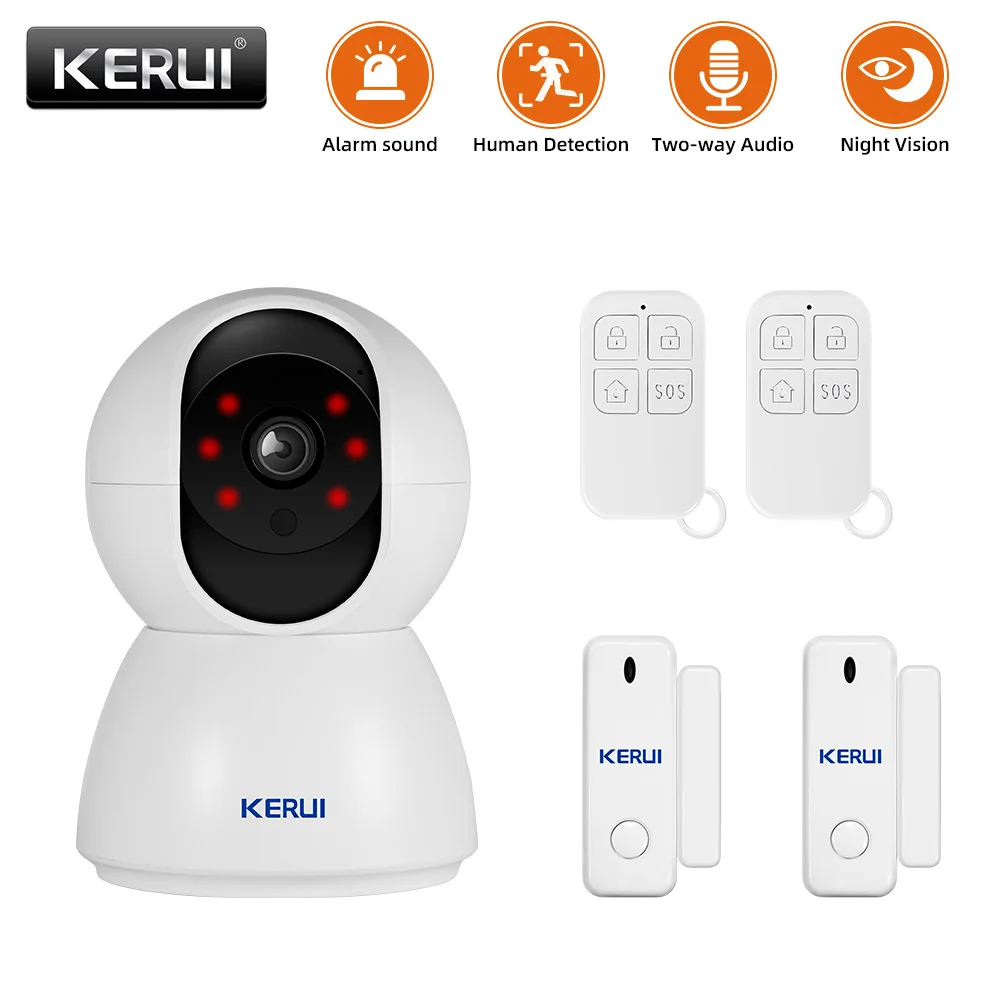 KERUI Wireless WIFI IP Camera Alarm System CCTV Surveillance 3MP Home Security Alarm Burglar with Door Motion Sensor Detector