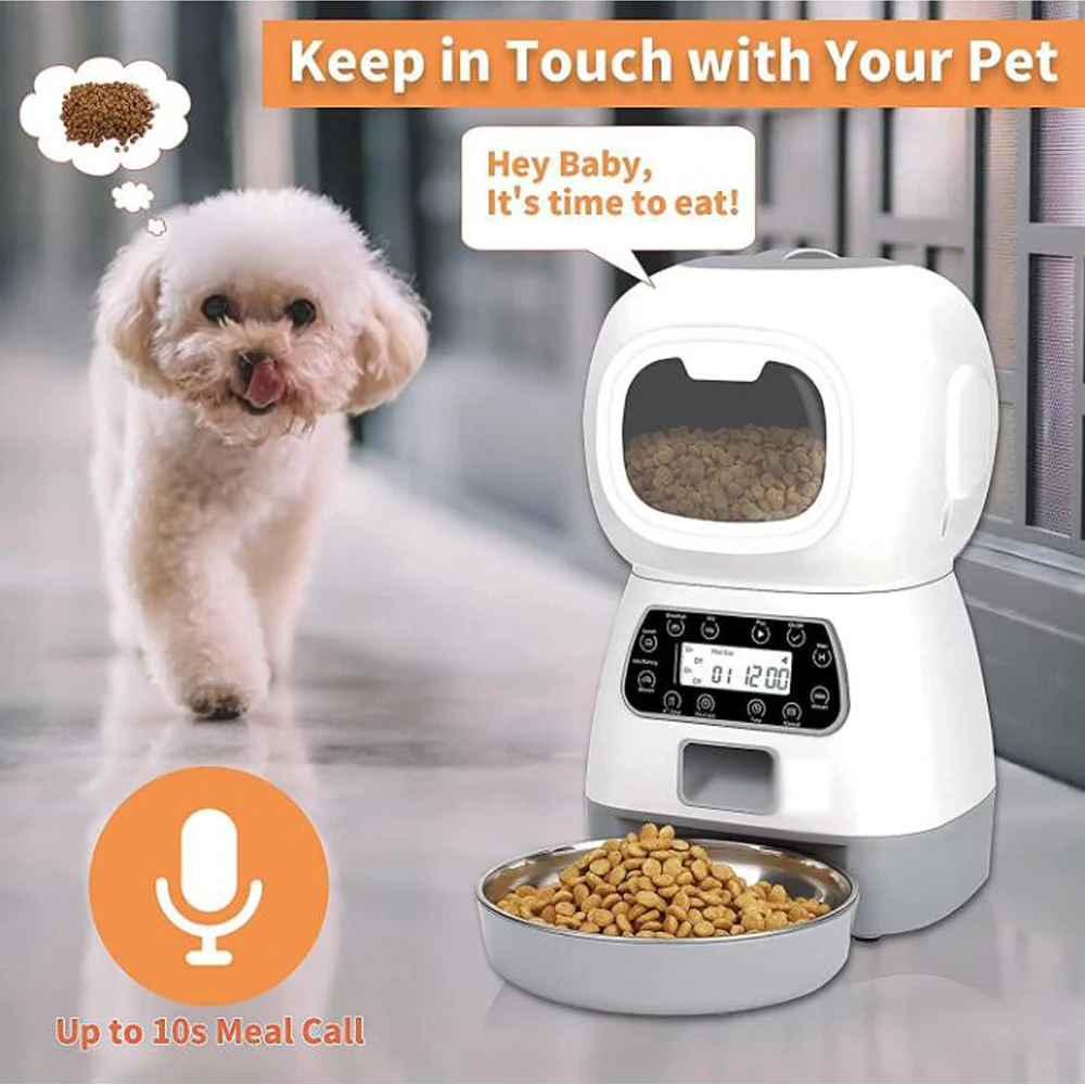 3.5L Automatic Pet Feeder Smart Food Dispenser For Cats Dogs Food Feeding Stainless Steel Bowl Auto Pet Feeding Supplies