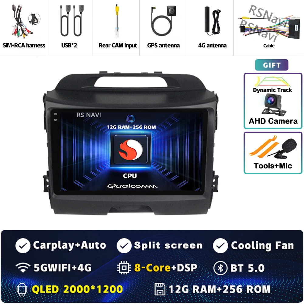 Android 15 Voor Kia Sportage 3 SL 2010-2016 2K QLED Android Autoradio Multimedia Video Player GPS Stereo CarPlay 4G Head Unit