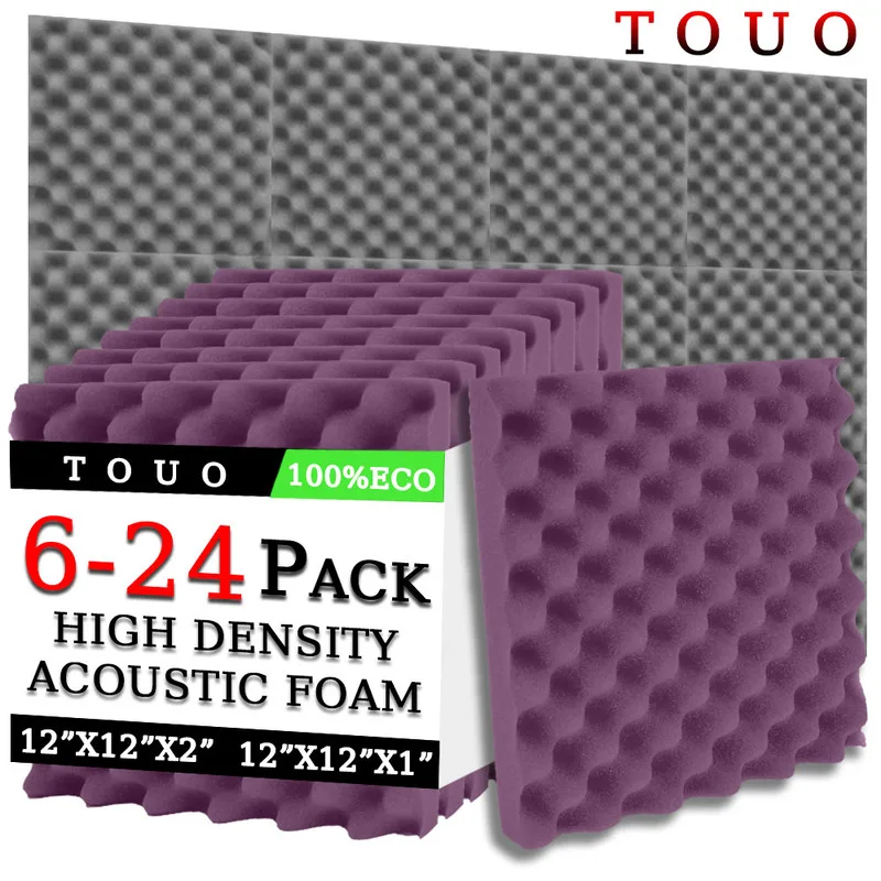 

TOUO 6/12/24 Pcs Acoustic Foam Egg Trough Wall Soundproofing Home Studio Acoustic Treatment Soundproof Foam Sound-Absorbing