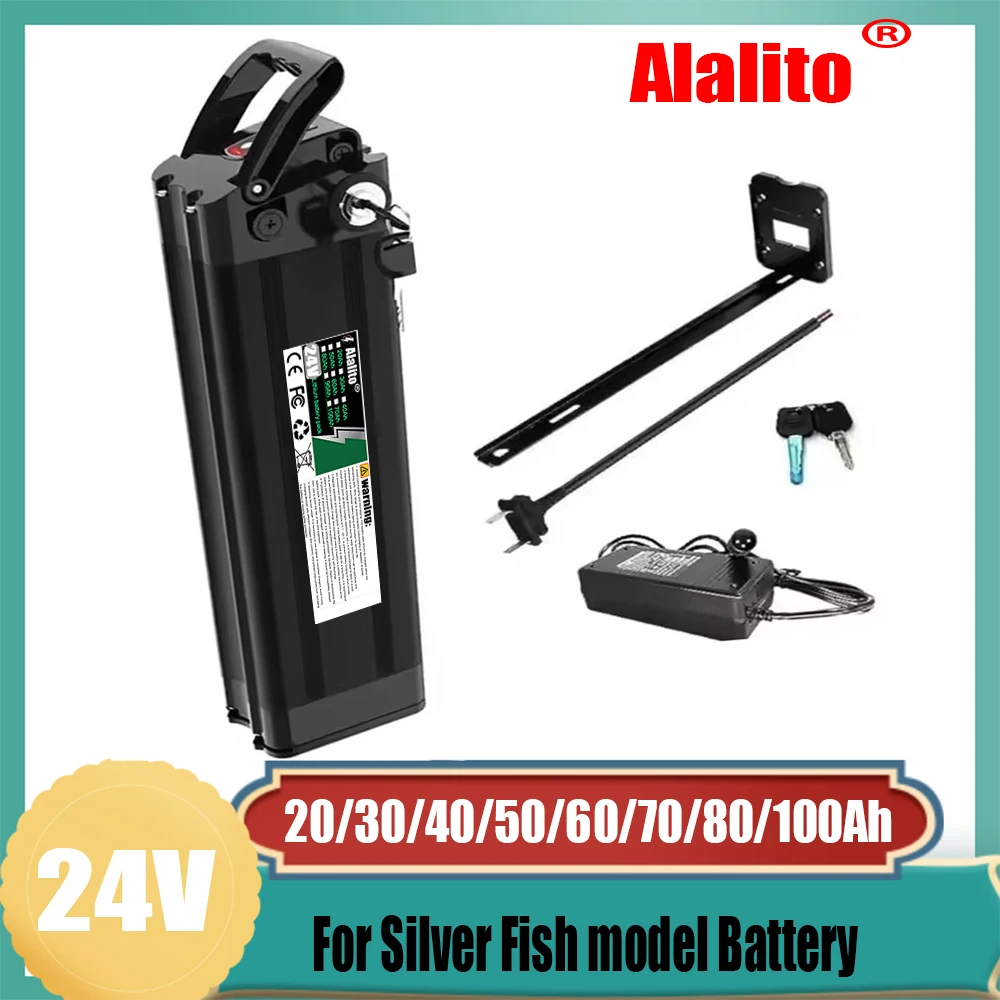 24V 50Ah Battery 18650 Li-ion Rechargeable Battery Built-in Bms for Silverfish 250W-1000W Bafang Motor Kit with Charger