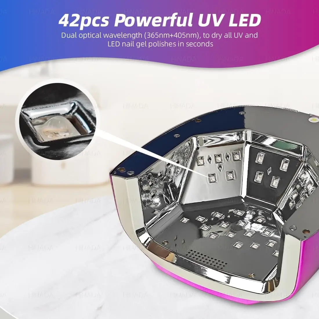 مصباح أظافر LED بالأشعة فوق البنفسجية قابل لإعادة الشحن بقدرة 96 وات مع مستشعر ذكي، معالجة سريعة لجميع أنواع الجل، 4 أوضاع للمؤقت، محمول للمنزل أو السفر