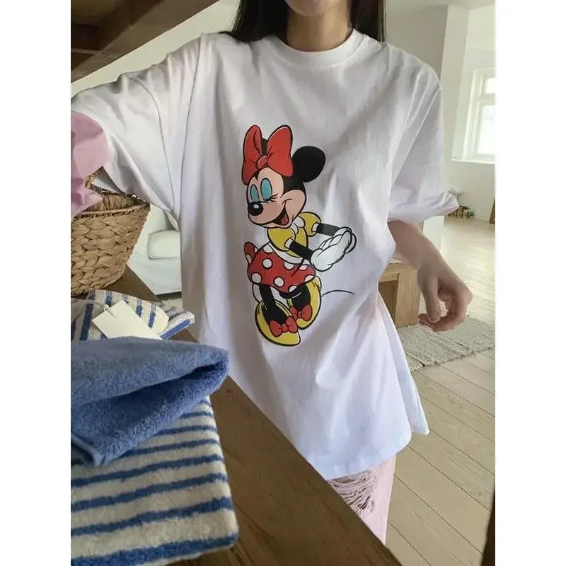 

Korean Joint Disney Mickey Printed Loose Short Sleeve T-Shirt Pure Cotton Summer Ins Design Maternity Kawaii Clothes