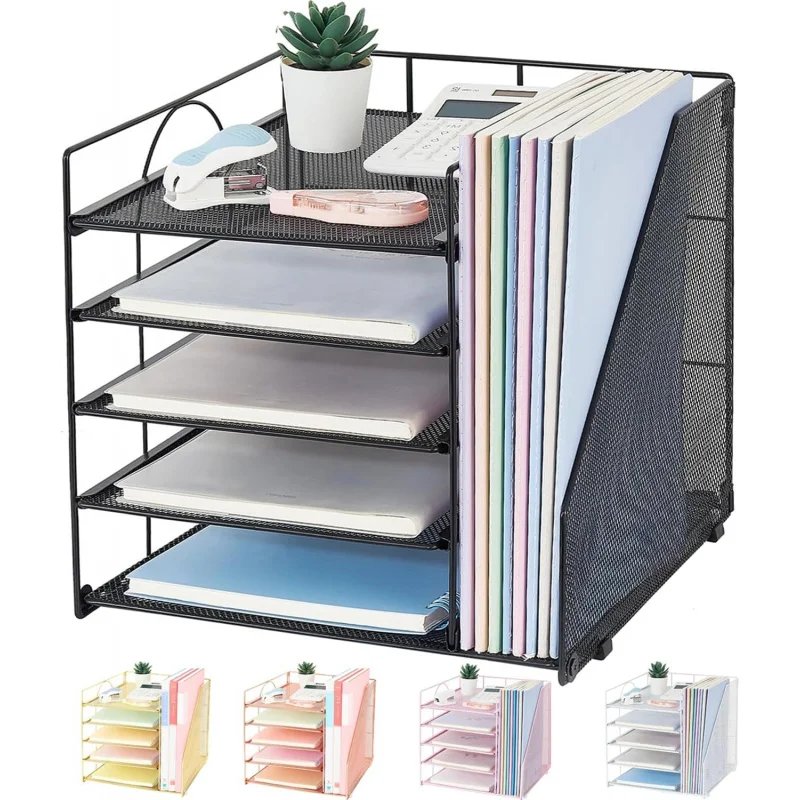

5Layer Paper File Rack Multi-layer Desktop Storage Box Office Document Organizer File Holder Archive Rack