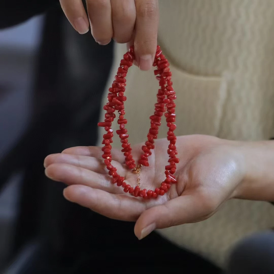 1pcs/lot Natural Red Coral Pink Coral Necklace Paired with 925 silver High quality Italian craftsmanship Classic and stylish